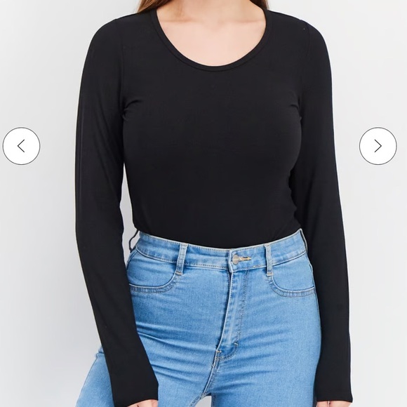 Avec Les Filles Women Solid Keyhole Long Sleeve Bodysuits Black Size M - Picture 5 of 12